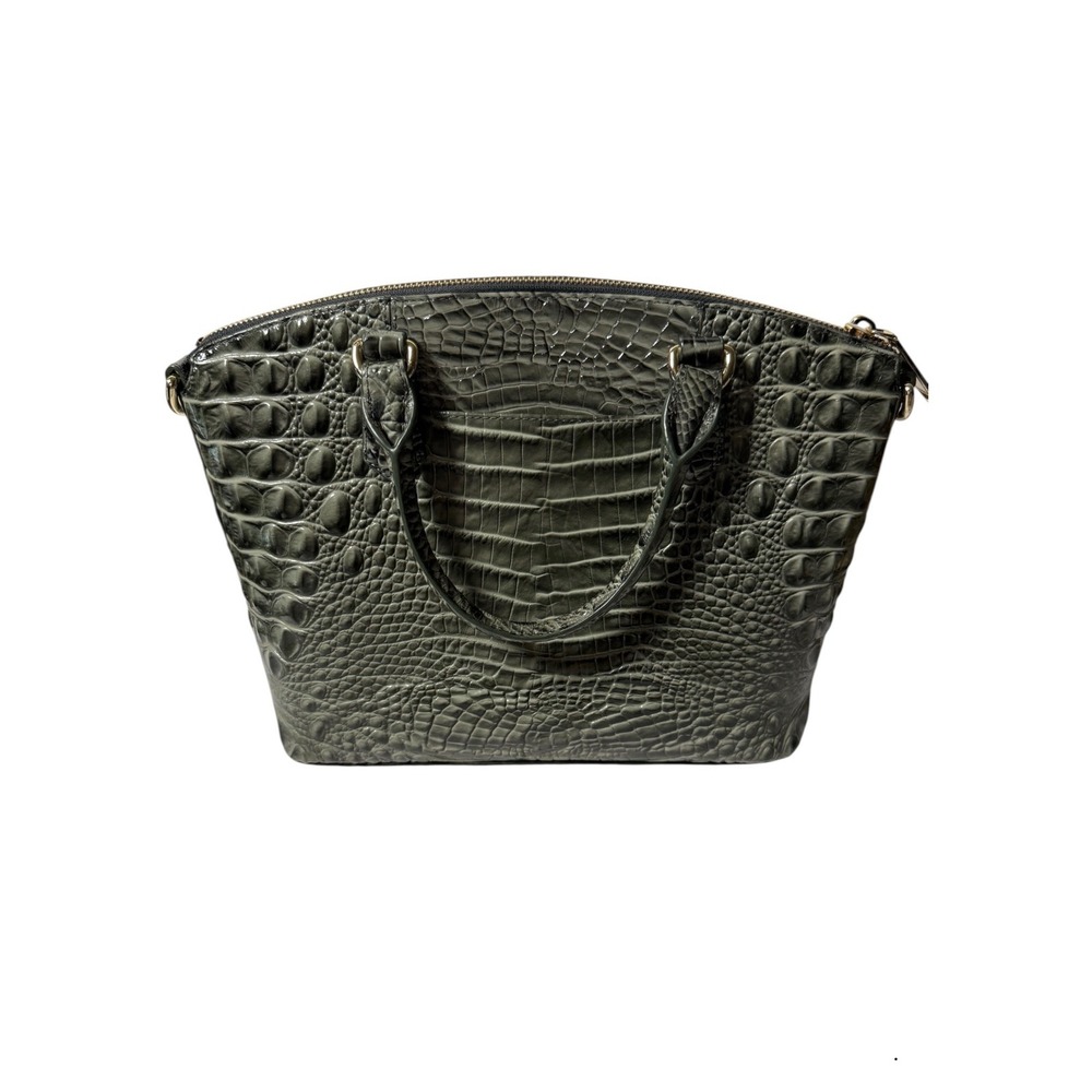 BRAHMIN Duxbury Satchel Olive Gray Melbourne Croc Leather Size Medium